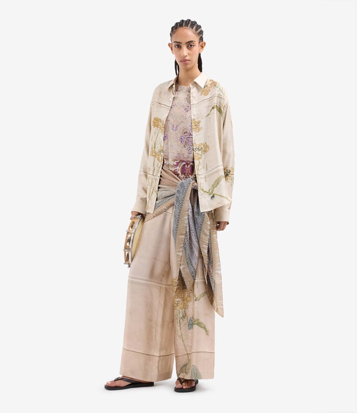 Pierre Louis Mascia ALOE Palazzo Trousers Silk FIENO ALOESPT11094SE518053101