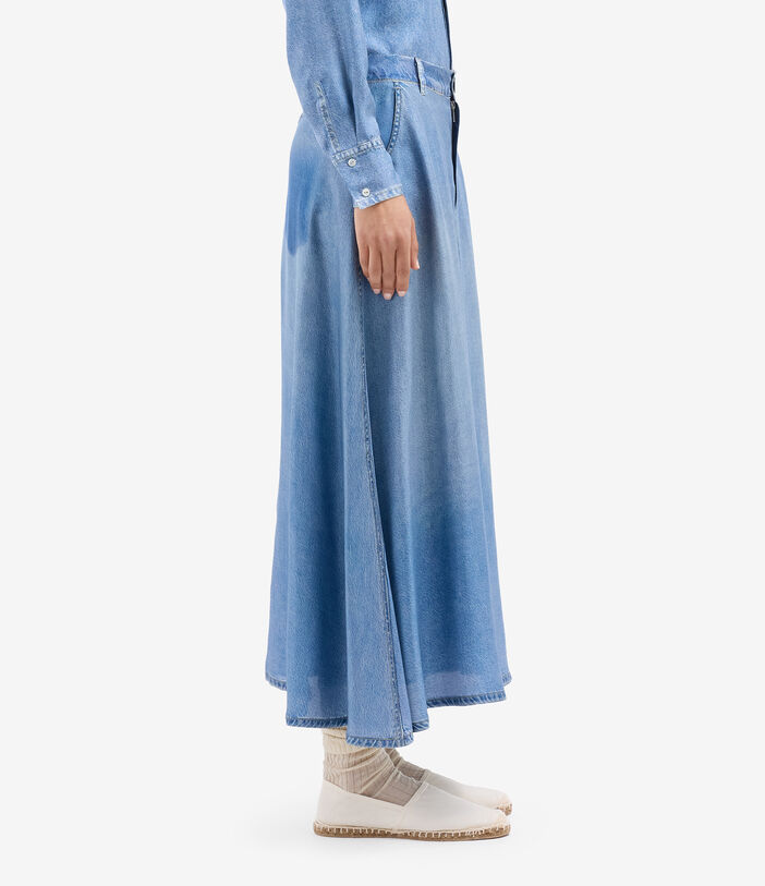 Pierre Louis Mascia ALOE A-line Skirt Silk Faux-Denim DARK DENIM ALOESGO12777SE517405101