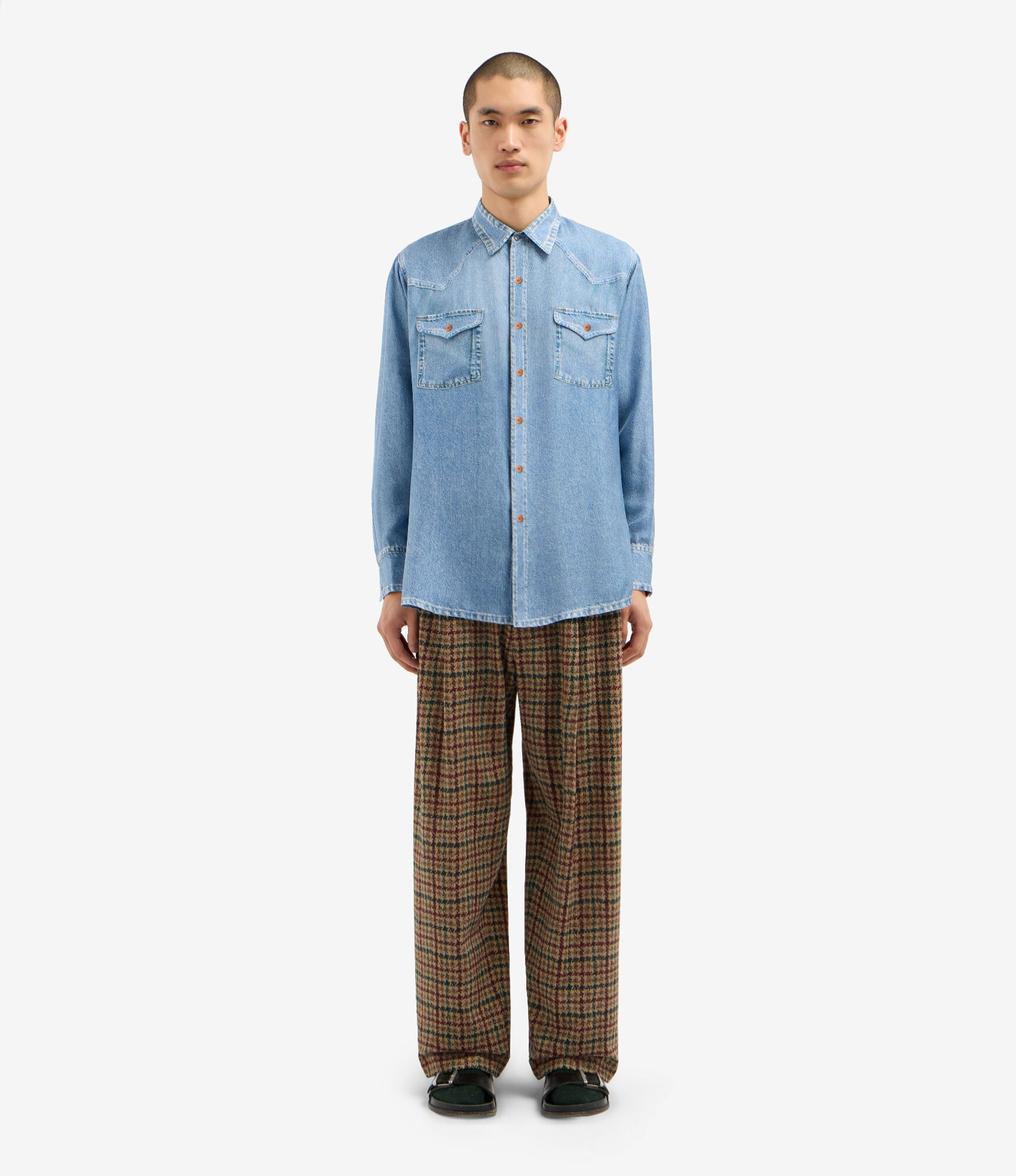 ALOE Longsleeve Shirt Silk Faux-Denim in DENIM | Pierre-Louis Mascia®