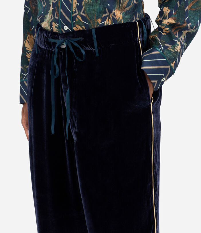 Pierre Louis Mascia KANPUR Trousers Viscose Silk BLU KANPURUPT12387VIBLU