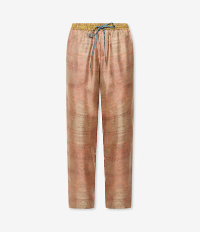 Pierre Louis Mascia ALOE Trousers Silk RETICOLO DI LAGUNA ALOESPT10959SE519419101