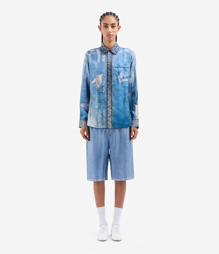 Pierre Louis Mascia ALOE Longsleeve Shirt Silk CIELO VELATO ALOESCML10642SE517943101