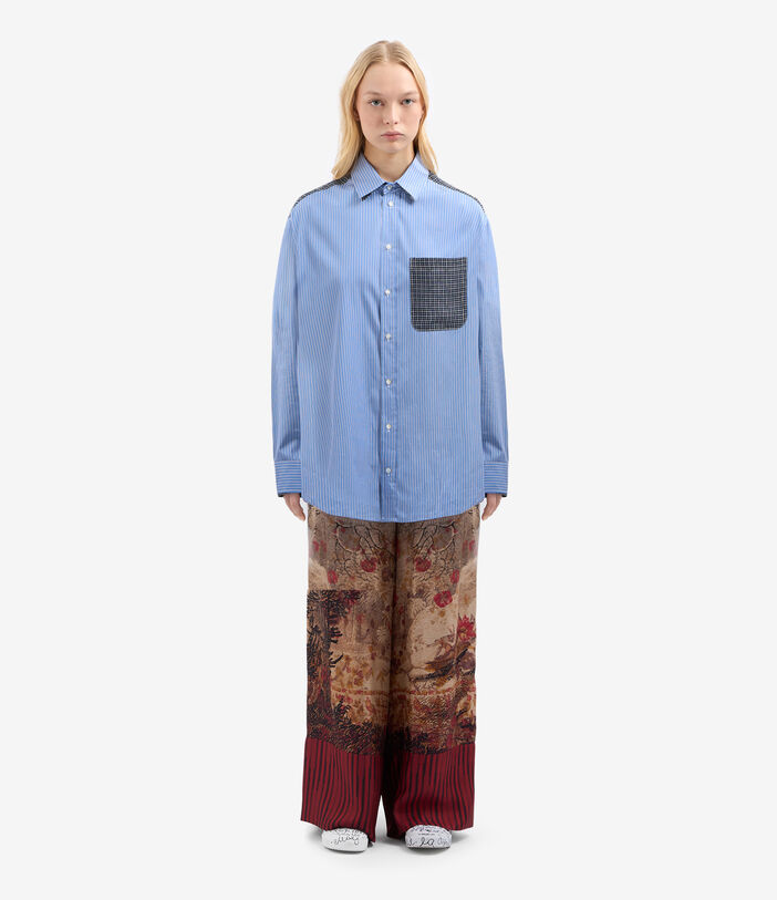 Pierre Louis Mascia ALOTHO Longsleeve Shirt Cotton Silk LIGHT BLUE - NAVY ALOTHOCML12469CO514995101