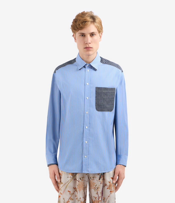 Pierre Louis Mascia ALOTHO Longsleeve Shirt Cotton Silk LIGHT BLUE - NAVY ALOTHOCML12469CO514995101