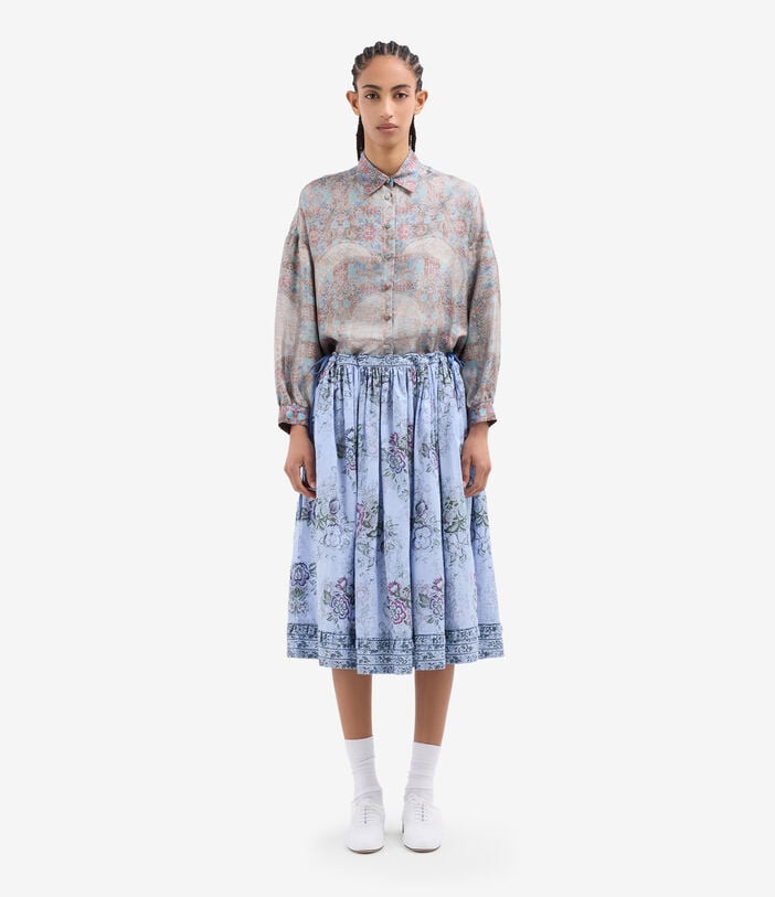 Pierre Louis Mascia RHI Midi Skirt Cotton CENERE AZZURRA RHISGO12812CO518184101