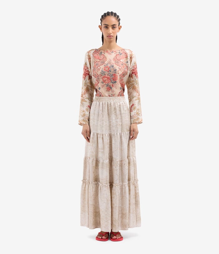 Pierre Louis Mascia ALOE Maxi Skirt Silk MADREPERLA ALOESGO12166SE147079101