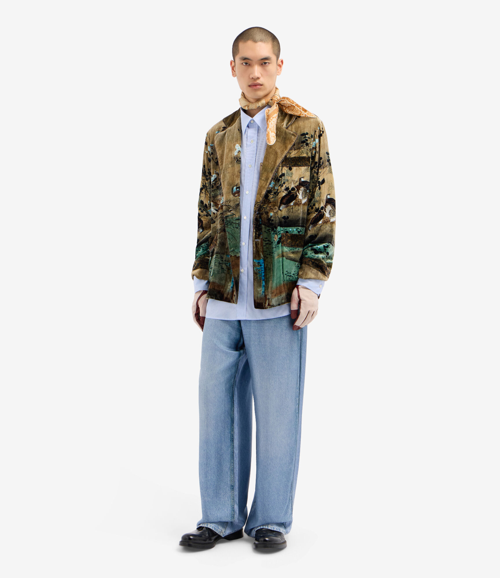 ALOE Trousers Silk Faux-Denim in DENIM | Pierre-Louis Mascia®