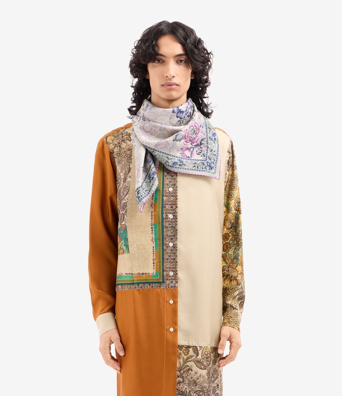 Pierre Louis Mascia CIALDA Bandana Scarf Silk 90x90 CENERE ROSATA CIALDATW090X090MSE517541101