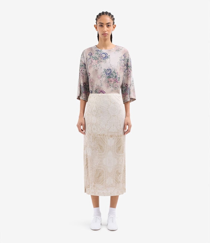 Pierre Louis Mascia FEBO Pencil Skirt Silk AVORIO FEBOSGO11874SE147078101