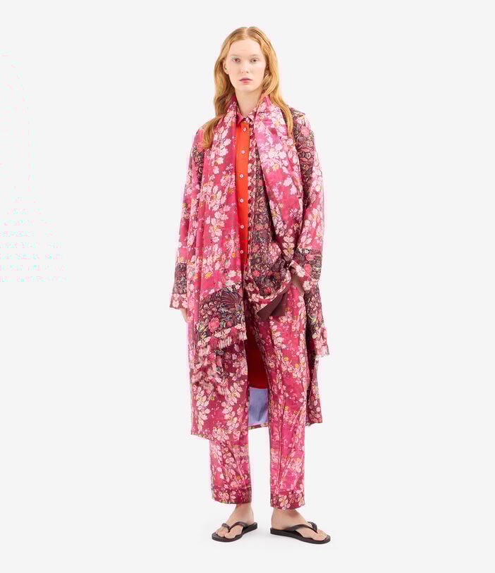 Pierre Louis Mascia ALOE Trousers Silk ROSA DAMASCO ALOESPT10959SE517911101