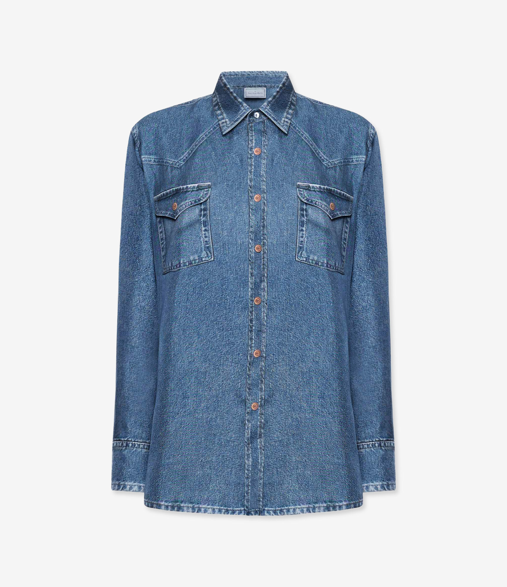 ALOE Longsleeve Shirt Silk Faux-Denim in DARK DENIM | Pierre-Louis