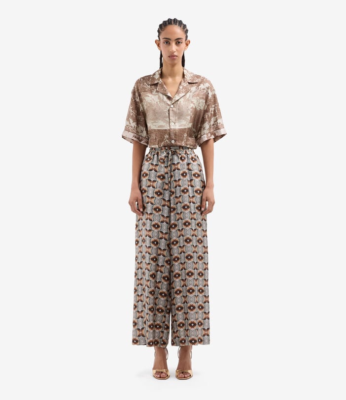 Pierre Louis Mascia ALOE Palazzo Trousers Silk GEOMETRIE BRONZEE ALOESPT11094SE146802101