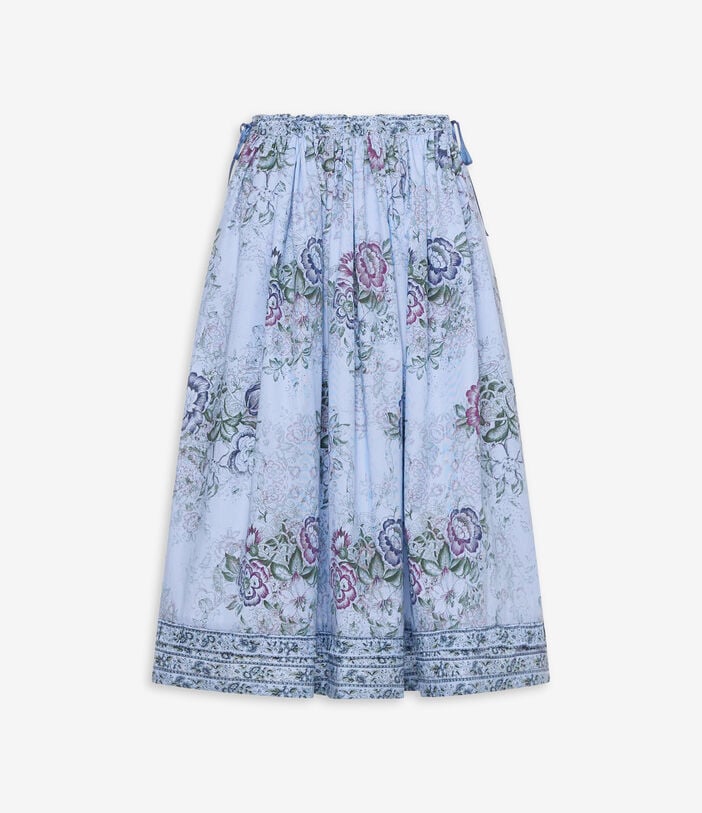 Pierre Louis Mascia RHI Midi Skirt Cotton CENERE AZZURRA RHISGO12812CO518184101
