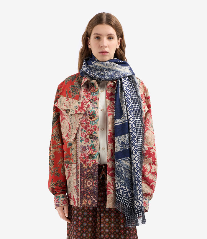 Pierre Louis Mascia ALOEUW Shawl Scarf Silk 135x195 NAVY ALOEUWSW135X195S4SE51447710118