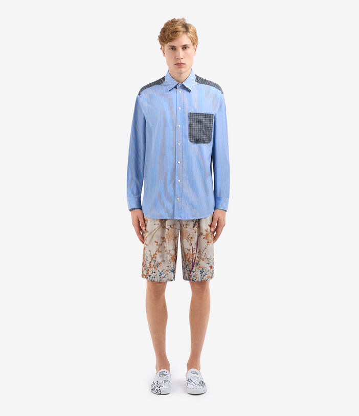 Pierre Louis Mascia ALOTHO Longsleeve Shirt Cotton Silk LIGHT BLUE - NAVY ALOTHOCML12469CO514995101