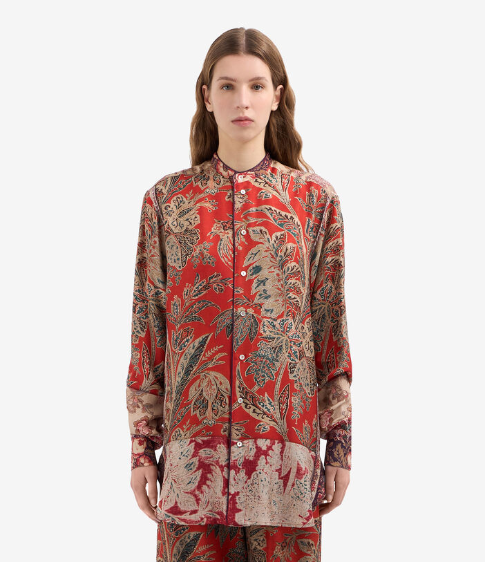 Pierre Louis Mascia ALOE Longsleeve Shirt Silk SPICE RED ALOESCML11185SE514739101