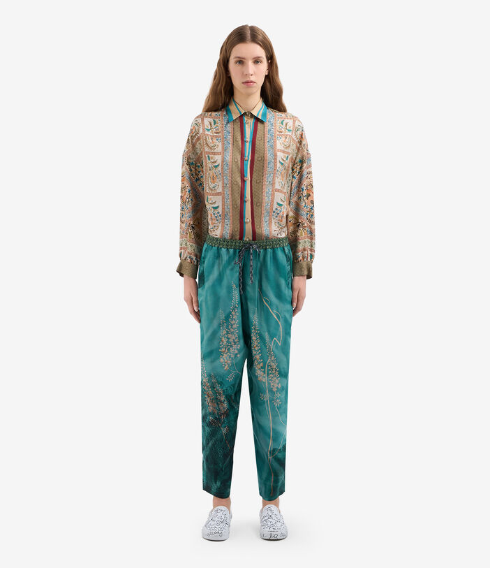 Pierre Louis Mascia ALOE Trousers Silk AQUAMARINE ALOESPT10959SE514841101