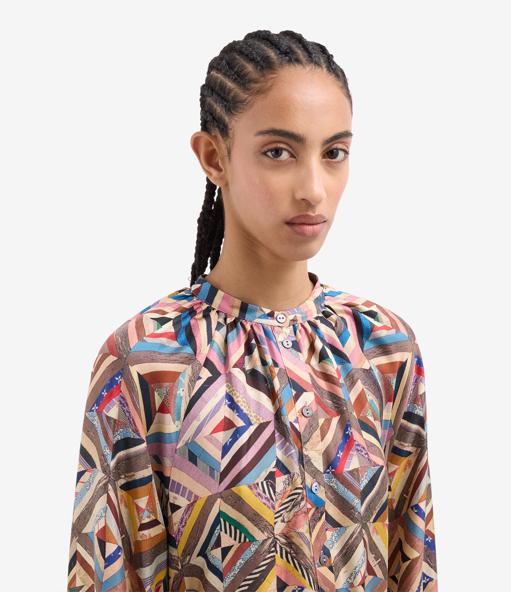 ALOE Shirt Dress Silk in MOSAICO | Pierre-Louis Mascia®