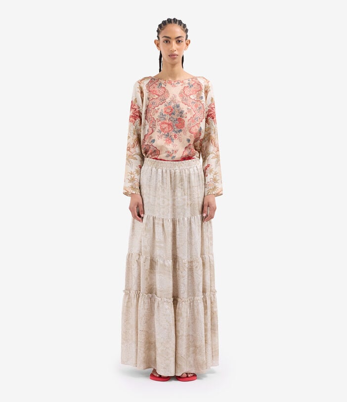 Pierre Louis Mascia ALOE Maxi Skirt Silk MADREPERLA ALOESGO12166SE147079101