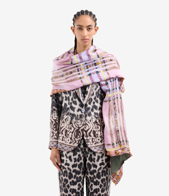 Pierre Louis Mascia ALOESTA Scarf Silk 65x190 GEOMETRIE DI LAVANDA ALOESTA065X190DSE517573101