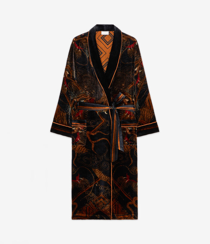 Pierre Louis Mascia KANPUR Dressing Gown Viscose Silk BLACK TEA KANPUR2SVT11668L124VI513134101