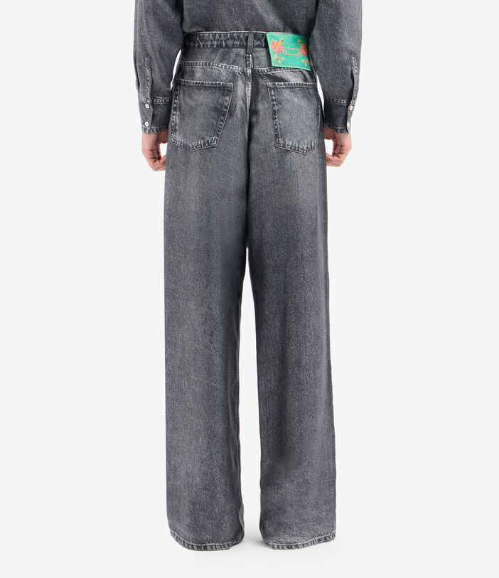 Pierre Louis Mascia ALOE Trousers Silk Faux-Denim BLACK DENIM ALOESPT12566SE515240103