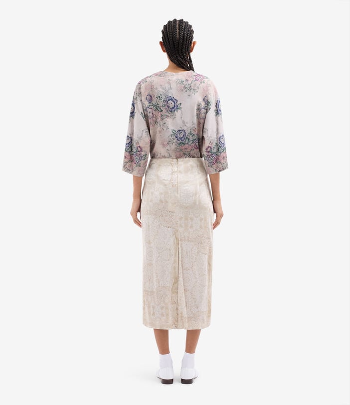 Pierre Louis Mascia FEBO Pencil Skirt Silk AVORIO FEBOSGO11874SE147078101