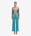 Pierre Louis Mascia ADANASTR Palazzo Trousers Silk ACQUA ADANASTRSVPT12409SE146797101