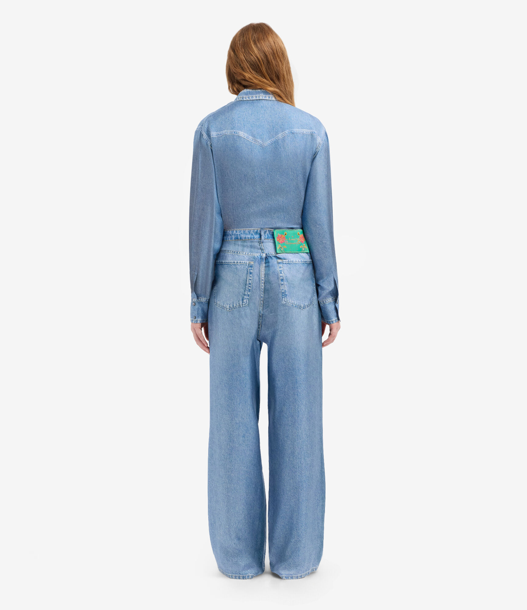 ALOE Trousers Silk Faux-Denim in DENIM | Pierre-Louis Mascia®