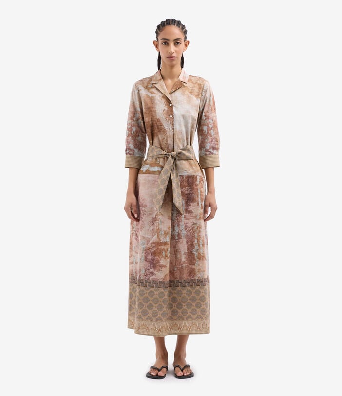 Pierre Louis Mascia DIOMEDE Belted Shirt Dress Cotton LITOGRAFIA TERRACOTTA DIOMEDESAB11899CO518072101