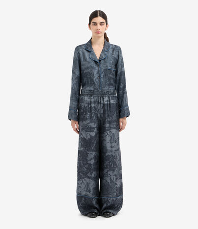 Pierre Louis Mascia ALOEGUM Palazzo Trousers Silk ARDESIA ALOEGUMSPT12609SE516070104