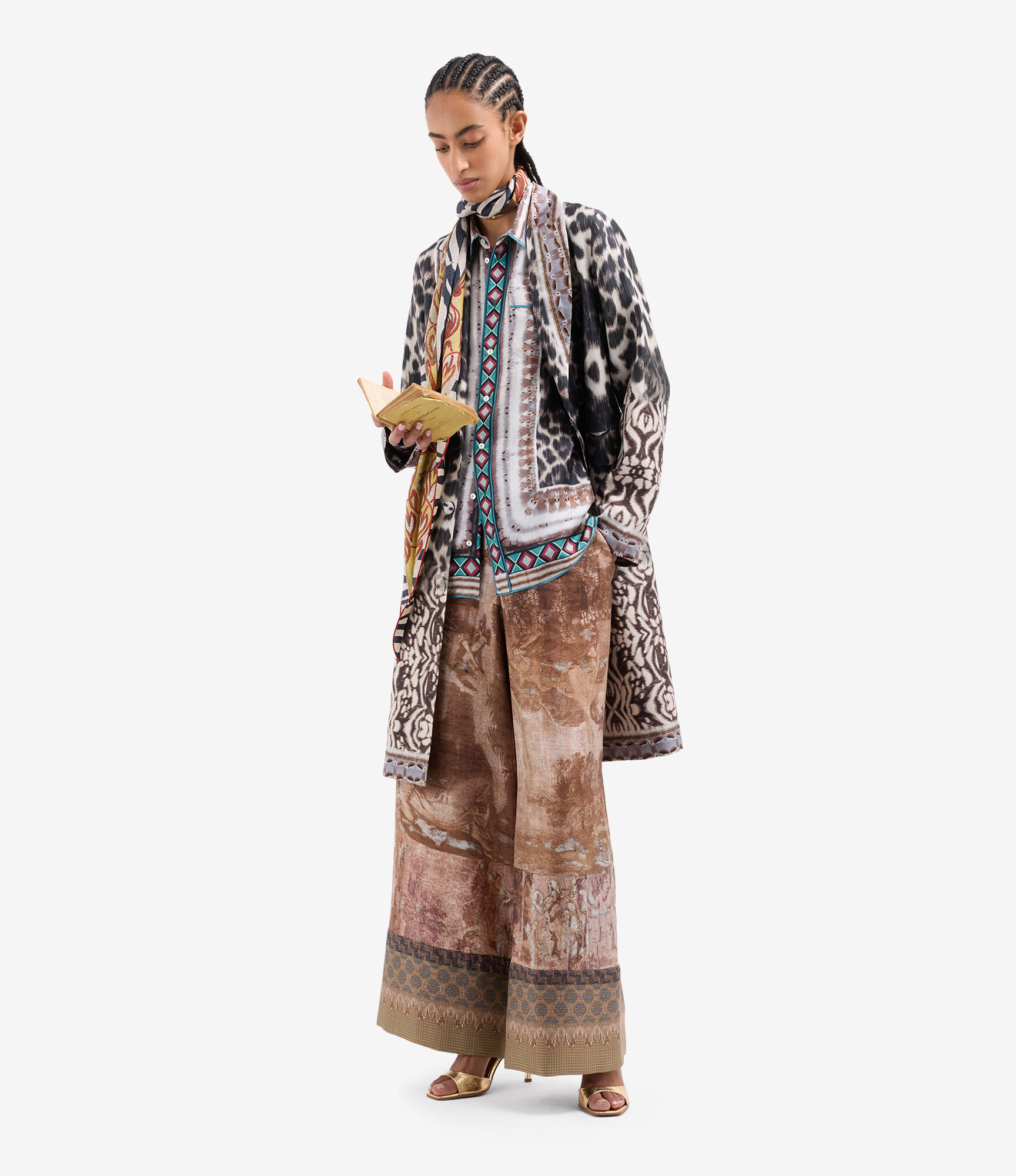 ALOE Palazzo Trousers Silk in LITOGRAFIA TERRACOTTA | Pierre-Louis