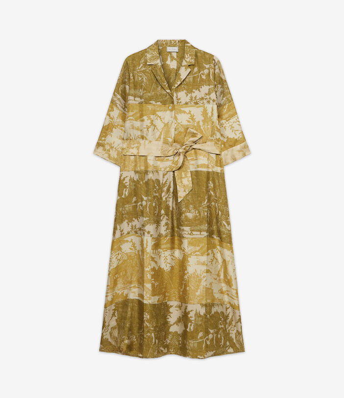 Pierre Louis Mascia ALOE Shirt Dress Silk MUSTARD ALOESAB11899SE515619101