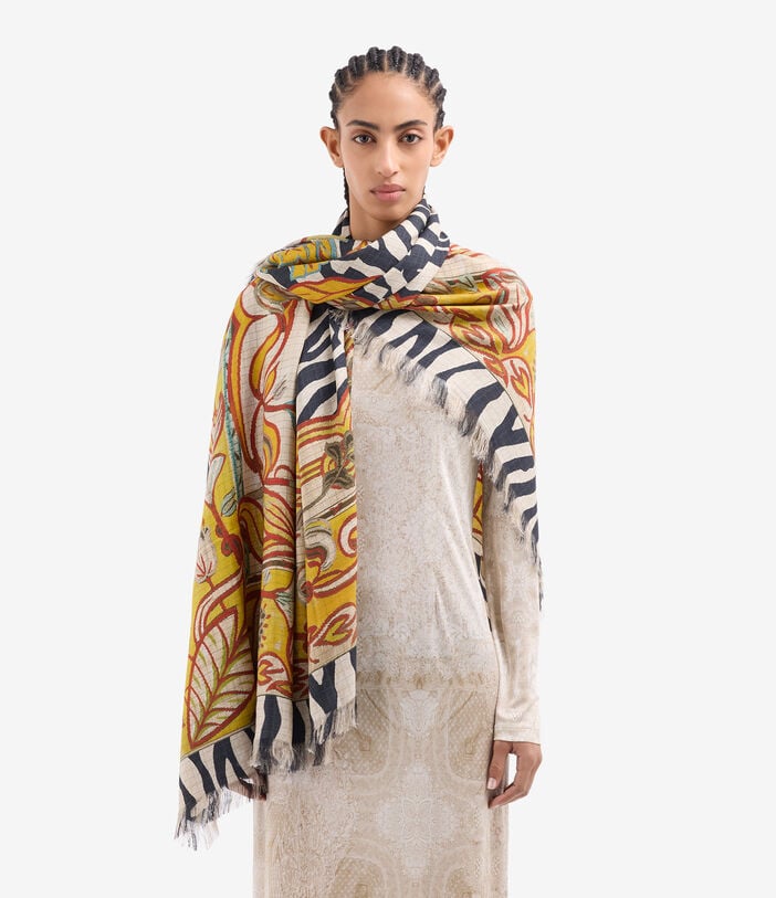 Pierre Louis Mascia ALOEUW Shawl Scarf Silk 135x195 TRIBALE CHIAROSCURO ALOEUWSW135X195S4SE517295101