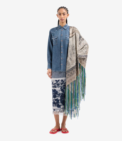 Pierre Louis Mascia ALOE Wrap Skirt Silk RAMPICANTE BLU ALOESGO12830SE518397101