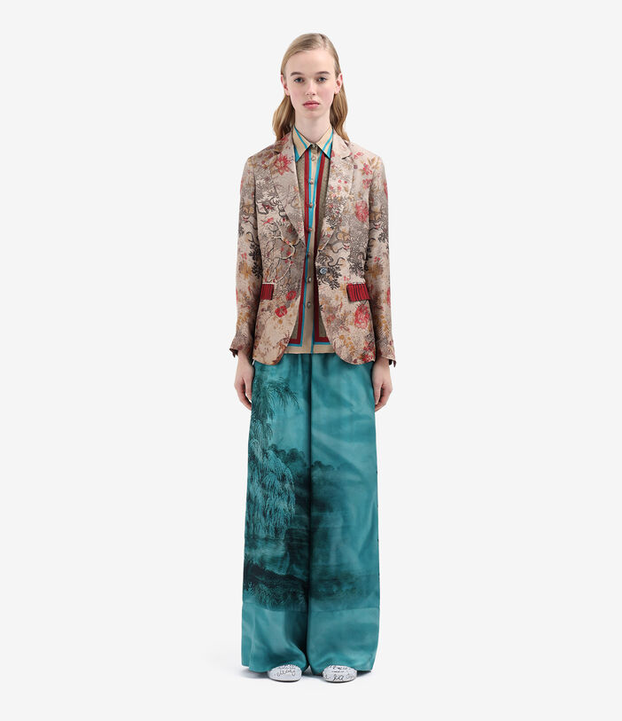 Pierre Louis Mascia ALOE Palazzo Trousers Silk AQUAMARINE ALOESPT12450SE515542101