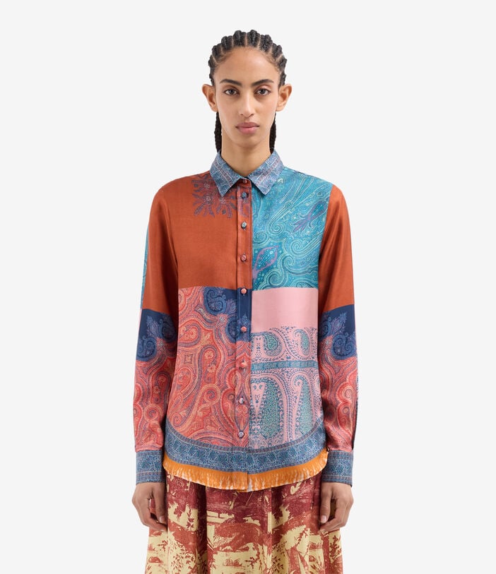 Pierre Louis Mascia ALOE Longsleeve Shirt Silk TERRACOTTA - INDACO ALOESCML11190SE517894101