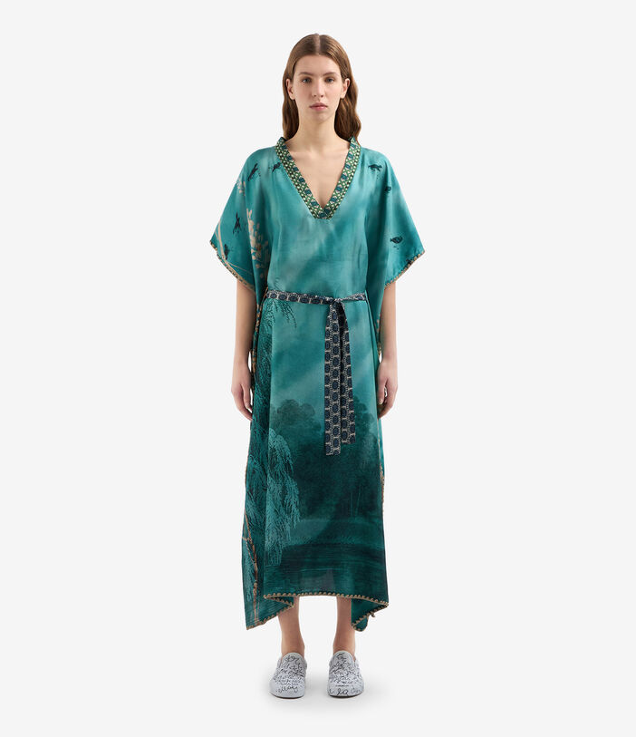 Pierre Louis Mascia ALOE Kaftan Coat Silk AQUAMARINE ALOESKL12428SE515004101