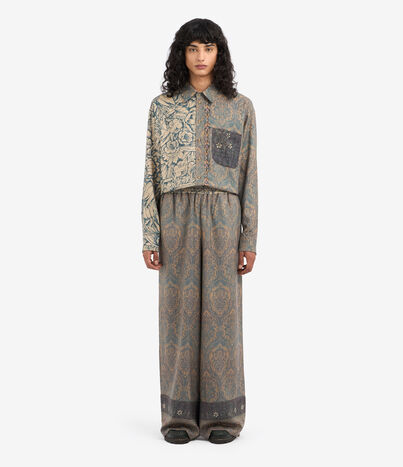 Pierre Louis Mascia K20164 Palazzo Trousers Cashmere Silk Multicolor K20164SWPT101766WS513375101