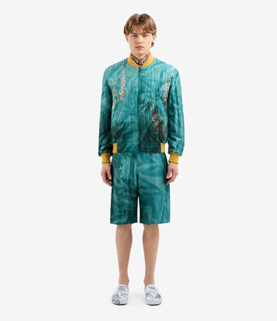 Pierre Louis Mascia ALOADAZ Bomber Jacket Silk AQUAMARINE - ECRU ALOADAZBM11172SE514933101