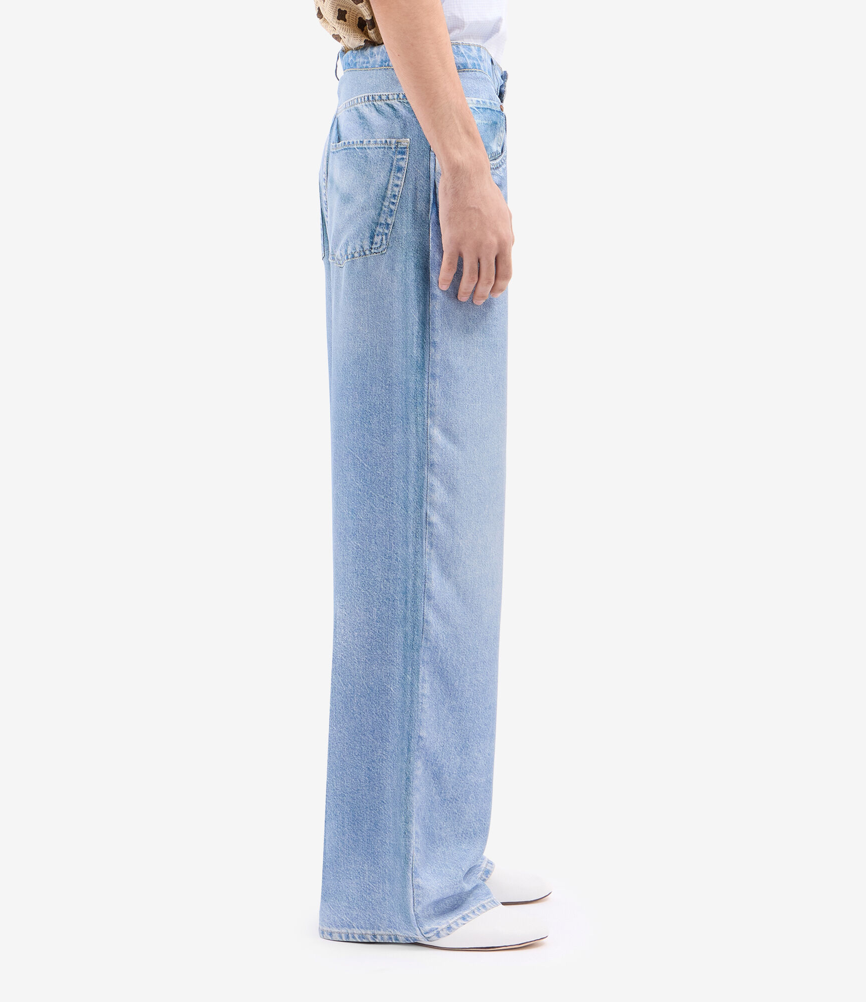 ALOE Trousers Silk Faux-Denim in DENIM | Pierre-Louis Mascia®