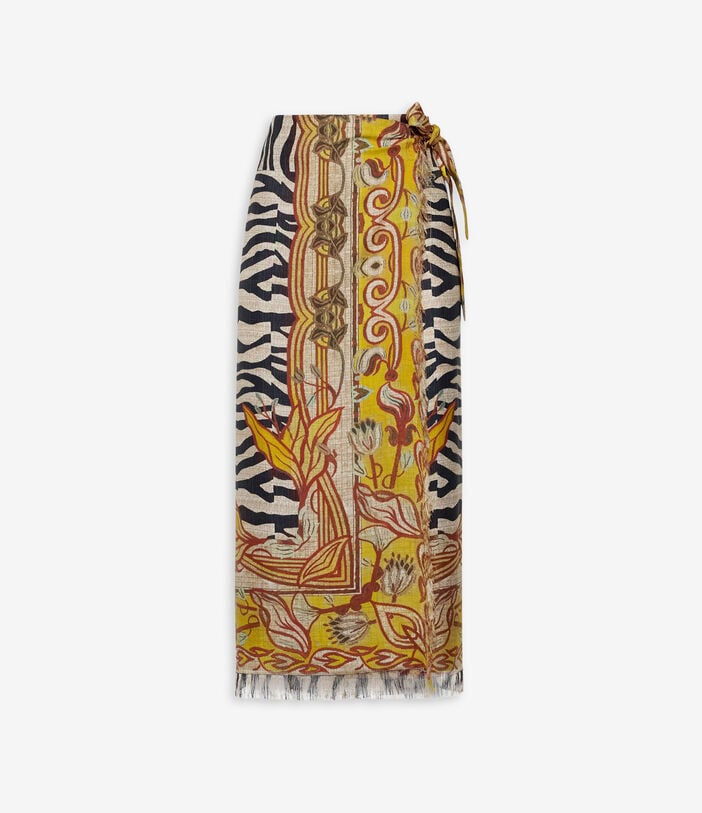Pierre Louis Mascia ALOE Wrap Skirt Silk TRIBALE CHIAROSCURO ALOESGO12830SE518396101
