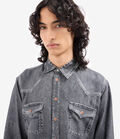 Pierre Louis Mascia ALOE Longsleeve Shirt Silk Faux-Denim BLACK DENIM ALOESCML12657SE516081103