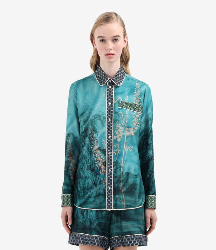 Pierre Louis Mascia ALOE Longsleeve Shirt Silk AQUAMARINE ALOESCML10642SE514711101