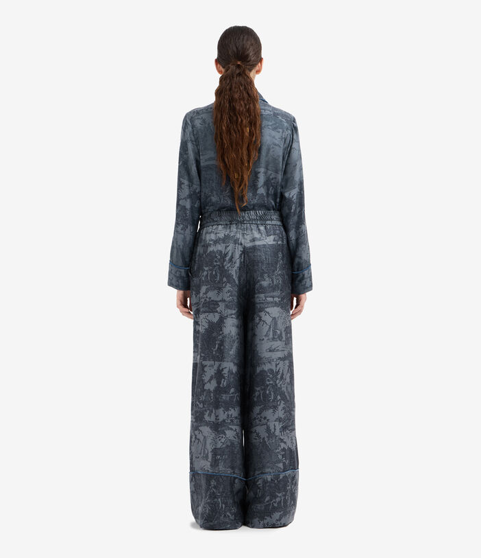 Pierre Louis Mascia ALOEGUM Palazzo Trousers Silk ARDESIA ALOEGUMSPT12609SE516070104