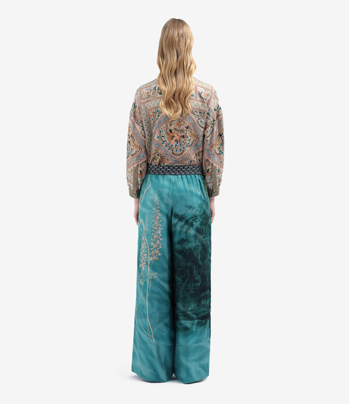 Pierre Louis Mascia ALOE Palazzo Trousers Silk AQUAMARINE ALOESPT12450SE515542101