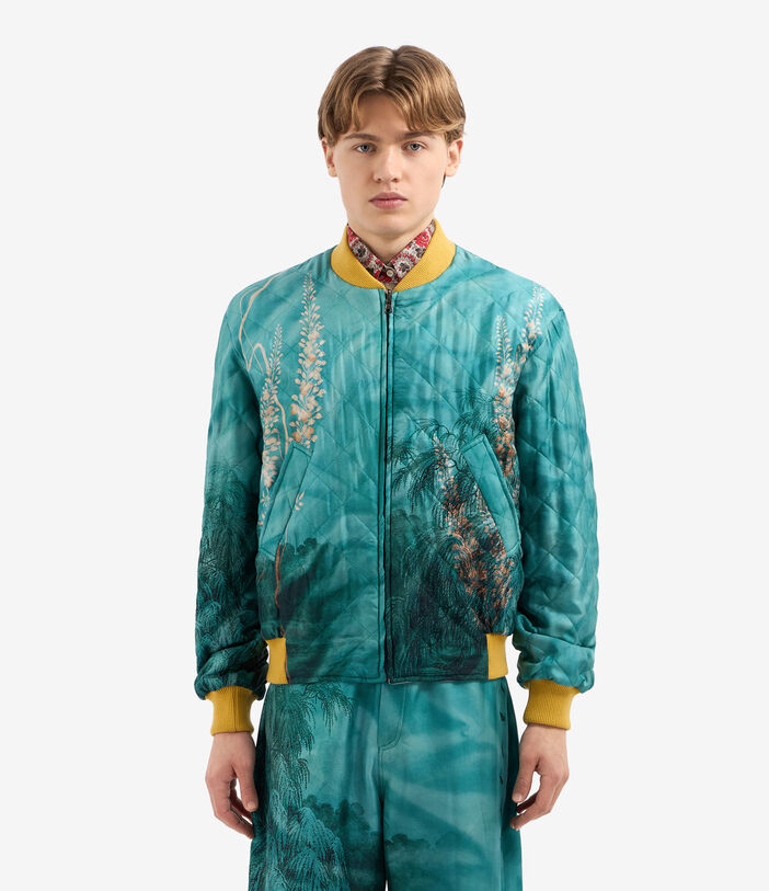 Pierre Louis Mascia ALOADAZ Bomber Jacket Silk AQUAMARINE - ECRU ALOADAZBM11172SE514933101