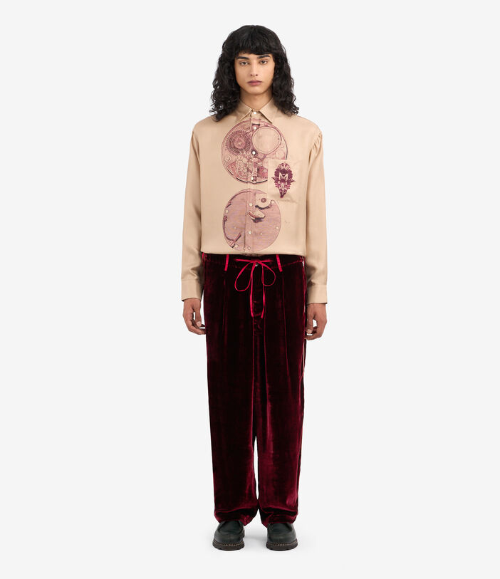 Pierre Louis Mascia KANPUR Trousers Viscose Silk BORDEAUX KANPURUPT12387VIBORDEAUX