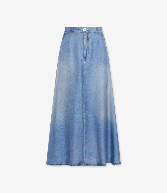 Pierre Louis Mascia ALOE A-line Skirt Silk Faux-Denim DARK DENIM ALOESGO12777SE517405101