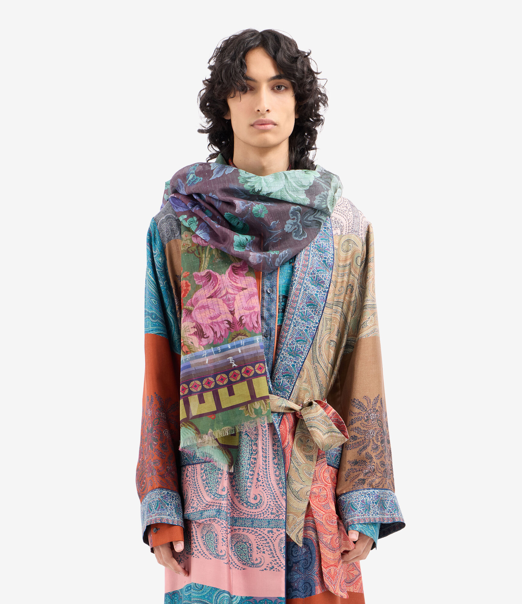 HAWNBCI Scarf Cotton Silk 65x190 in PEONIA | Pierre-Louis Mascia®
